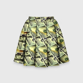 Детская юбка-солнце 3D с принтом Деньги в Новосибирске, 100% полиэстер | Эластичный пояс, крупные складки | 3d | benjamin franklin | америка | богатство | валюта | денежные купюры | деньги | доллар | зеленые | сша | текстуры