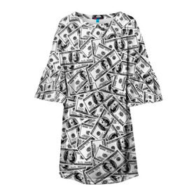 Детское платье 3D с принтом Benjamin Franklin $ в Новосибирске, 100% полиэстер | прямой силуэт, чуть расширенный к низу. Круглая горловина, на рукавах — воланы | Тематика изображения на принте: 3d | benjamin franklin | америка | богатство | валюта | денежные купюры | деньги | доллар | зеленые | сша | текстуры