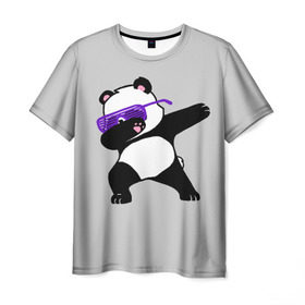 Мужская футболка 3D с принтом Panda в Новосибирске, 100% полиэфир | прямой крой, круглый вырез горловины, длина до линии бедер | Тематика изображения на принте: panda dab | животные | панда