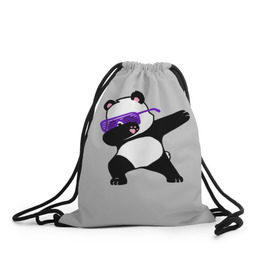 Рюкзак-мешок 3D с принтом Panda в Новосибирске, 100% полиэстер | плотность ткани — 200 г/м2, размер — 35 х 45 см; лямки — толстые шнурки, застежка на шнуровке, без карманов и подкладки | panda dab | животные | панда