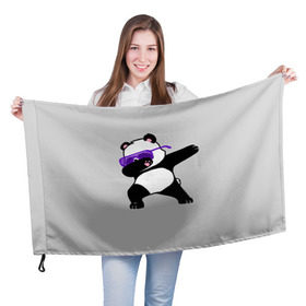 Флаг 3D с принтом Panda в Новосибирске, 100% полиэстер | плотность ткани — 95 г/м2, размер — 67 х 109 см. Принт наносится с одной стороны | panda dab | животные | панда