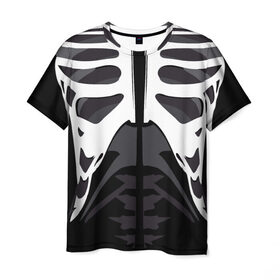 Мужская футболка 3D с принтом Скелет в Новосибирске, 100% полиэфир | прямой крой, круглый вырез горловины, длина до линии бедер |   | кости | ребра | скелет