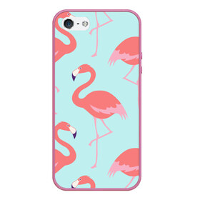 Чехол для iPhone 5/5S матовый с принтом Flamingos pattern в Новосибирске, Силикон | Область печати: задняя сторона чехла, без боковых панелей | animals | beautiful | bird | birds | birdy | blue | color | flamingo | nature | wild | белое | голубое | животные | красивое | красота | милое | природа | птица | птицы | птичка | птички | синее | фламинго | цвет | яркое