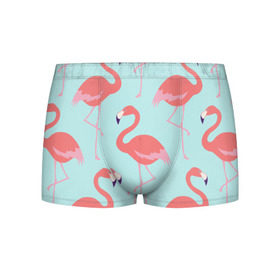 Мужские трусы 3D с принтом Flamingos pattern в Новосибирске, 50% хлопок, 50% полиэстер | классическая посадка, на поясе мягкая тканевая резинка | animals | beautiful | bird | birds | birdy | blue | color | flamingo | nature | wild | белое | голубое | животные | красивое | красота | милое | природа | птица | птицы | птичка | птички | синее | фламинго | цвет | яркое