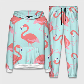 Женский костюм 3D (с толстовкой) с принтом Flamingos pattern в Новосибирске,  |  | animals | beautiful | bird | birds | birdy | blue | color | flamingo | nature | wild | белое | голубое | животные | красивое | красота | милое | природа | птица | птицы | птичка | птички | синее | фламинго | цвет | яркое