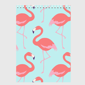 Скетчбук с принтом Flamingos pattern в Новосибирске, 100% бумага
 | 48 листов, плотность листов — 100 г/м2, плотность картонной обложки — 250 г/м2. Листы скреплены сверху удобной пружинной спиралью | animals | beautiful | bird | birds | birdy | blue | color | flamingo | nature | wild | белое | голубое | животные | красивое | красота | милое | природа | птица | птицы | птичка | птички | синее | фламинго | цвет | яркое