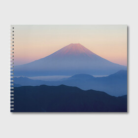 Альбом для рисования с принтом Фудзияма в Новосибирске, 100% бумага
 | матовая бумага, плотность 200 мг. | Тематика изображения на принте: fuji | вулкан | горы | рассвет | солнце | туман | утро | япония