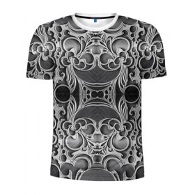 Мужская футболка 3D спортивная с принтом Железные Цветы в Новосибирске, 100% полиэстер с улучшенными характеристиками | приталенный силуэт, круглая горловина, широкие плечи, сужается к линии бедра | 3d | абстракция | абстракция красок | арт | краска | металл | прикольные | текстура | штрихи