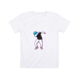 Детская футболка хлопок с принтом Dab Boy в Новосибирске, 100% хлопок | круглый вырез горловины, полуприлегающий силуэт, длина до линии бедер | 