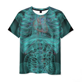 Мужская футболка 3D с принтом рентген человека в Новосибирске, 100% полиэфир | прямой крой, круглый вырез горловины, длина до линии бедер | Тематика изображения на принте: кости | органы | рентген | человек