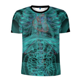 Мужская футболка 3D спортивная с принтом рентген человека в Новосибирске, 100% полиэстер с улучшенными характеристиками | приталенный силуэт, круглая горловина, широкие плечи, сужается к линии бедра | Тематика изображения на принте: кости | органы | рентген | человек