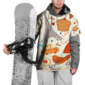 Накидка на куртку 3D с принтом Paris pattern в Новосибирске, 100% полиэстер |  | 3d | love | арт | еда | любовь | надписи | париж | паттерн | птицы | сердечки | текстура