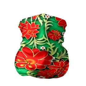 Бандана-труба 3D с принтом Узор из цветов в Новосибирске, 100% полиэстер, ткань с особыми свойствами — Activecool | плотность 150‒180 г/м2; хорошо тянется, но сохраняет форму | Тематика изображения на принте: 3d | арт | астры | красные | ромашки | узор | цветы