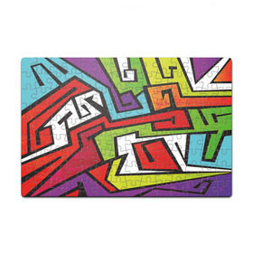 Пазл магнитный 126 элементов с принтом Цветные граффити в Новосибирске, полимерный материал с магнитным слоем | 126 деталей, размер изделия —  180*270 мм | арт | белый | граффити | жёлтый | зелёный | искусство | красный | лучшее | новинки | полосы | популярное | синий | узоры | фиолетовый | цвет | цветные граффити