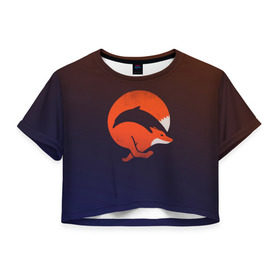 Женская футболка 3D укороченная с принтом Лисица и дельфин в Новосибирске, 100% полиэстер | круглая горловина, длина футболки до линии талии, рукава с отворотами | fox | два в одном | животное | зверь | красивая | лис | лиса | лисенок | лисица | лисичка | мех | патрикеевна | плутовка | прикольная | природа | рисунок | рыба | рыжая | рыжий цвет | сказка | хвост | хитрая