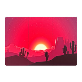 Магнитный плакат 3Х2 с принтом Gorgeous sunset в Новосибирске, Полимерный материал с магнитным слоем | 6 деталей размером 9*9 см | Тематика изображения на принте: 3d | арт | дикий запад | закат | кактус | природа | солнце