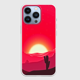 Чехол для iPhone 13 Pro с принтом Gorgeous sunset в Новосибирске,  |  | Тематика изображения на принте: 3d | арт | дикий запад | закат | кактус | природа | солнце