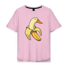 Мужская футболка хлопок Oversize с принтом утка банан в Новосибирске, 100% хлопок | свободный крой, круглый ворот, “спинка” длиннее передней части | Тематика изображения на принте: banana | duck | meme | банан | мем | утка