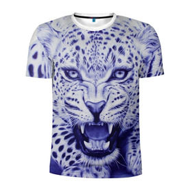 Мужская футболка 3D спортивная с принтом Леопард в Новосибирске, 100% полиэстер с улучшенными характеристиками | приталенный силуэт, круглая горловина, широкие плечи, сужается к линии бедра | арт | гепард | дикая кошка | зверь | искусство | кошка | леопард | хищник
