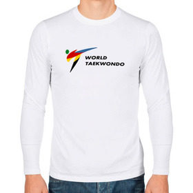Мужской лонгслив хлопок с принтом World Taekwondo logo в Новосибирске, 100% хлопок |  | Тематика изображения на принте: world taekwondo | wt | логотип | тхэквондо