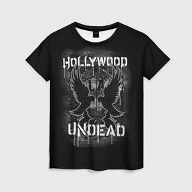 Женская футболка 3D с принтом Hollywood Undead 10 в Новосибирске, 100% полиэфир ( синтетическое хлопкоподобное полотно) | прямой крой, круглый вырез горловины, длина до линии бедер | hollywood undead | голливудская нежить