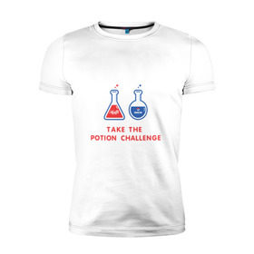 Мужская футболка премиум с принтом Волшебное зелье в Новосибирске, 92% хлопок, 8% лайкра | приталенный силуэт, круглый вырез ворота, длина до линии бедра, короткий рукав | Тематика изображения на принте: coca cola | health | mana | pepsi | potion | зелье