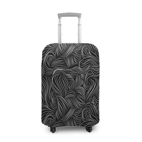 Чехол для чемодана 3D с принтом Черные Волны в Новосибирске, 86% полиэфир, 14% спандекс | двустороннее нанесение принта, прорези для ручек и колес | абстракция | вензель | волосы | геометрия | графика | завитки | искусство | карандаш | линии | листья | метель | плавный | рисование | стиль | тонкий | узор | цветы | черно белый | чертеж | щупальца