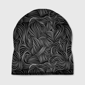 Шапка 3D с принтом Черные Волны в Новосибирске, 100% полиэстер | универсальный размер, печать по всей поверхности изделия | абстракция | вензель | волосы | геометрия | графика | завитки | искусство | карандаш | линии | листья | метель | плавный | рисование | стиль | тонкий | узор | цветы | черно белый | чертеж | щупальца