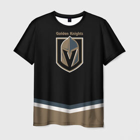 Мужская футболка 3D с принтом Vegas Golden Knights 2017 в Новосибирске, 100% полиэфир | прямой крой, круглый вырез горловины, длина до линии бедер | nhl | vegas golden knights | спорт | хоккей