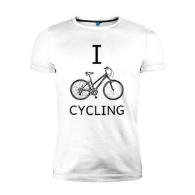 Мужская футболка премиум с принтом I love cycling в Новосибирске, 92% хлопок, 8% лайкра | приталенный силуэт, круглый вырез ворота, длина до линии бедра, короткий рукав | bicycle | bike | bmx | cycling | enjoy | i | like | love | moto | ride | rider | sport | байк | велик | вело | велосипед | велосипедист | ездить | зож | катать | кататься | лето | спорт | спортсмен