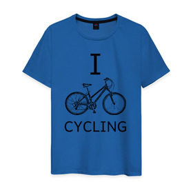 Мужская футболка хлопок с принтом I love cycling в Новосибирске, 100% хлопок | прямой крой, круглый вырез горловины, длина до линии бедер, слегка спущенное плечо. | bicycle | bike | bmx | cycling | enjoy | i | like | love | moto | ride | rider | sport | байк | велик | вело | велосипед | велосипедист | ездить | зож | катать | кататься | лето | спорт | спортсмен