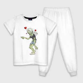 Детская пижама хлопок с принтом Zombie love в Новосибирске, 100% хлопок |  брюки и футболка прямого кроя, без карманов, на брюках мягкая резинка на поясе и по низу штанин
 | heart | love | zombie | зомби | любовь | сердце