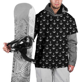 Накидка на куртку 3D с принтом Якорьки в Новосибирске, 100% полиэстер |  | 3d | арт | лето | море | морские | текстура | черно белые | якорь