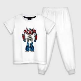 Детская пижама хлопок с принтом Оптимус Прайм в Новосибирске, 100% хлопок |  брюки и футболка прямого кроя, без карманов, на брюках мягкая резинка на поясе и по низу штанин
 | autobot | robot | transformers | автобот | кибертрон | оптимус | прайм | робот