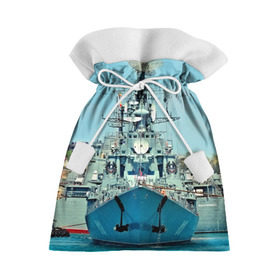 Подарочный 3D мешок с принтом Сторожевой корабль в Новосибирске, 100% полиэстер | Размер: 29*39 см | Тематика изображения на принте: 3d | море | севастополь | сторожевой корабль | судно | черноморский флот