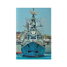 Обложка для паспорта матовая кожа с принтом Сторожевой корабль в Новосибирске, натуральная матовая кожа | размер 19,3 х 13,7 см; прозрачные пластиковые крепления | 3d | море | севастополь | сторожевой корабль | судно | черноморский флот