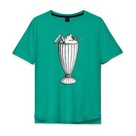 Мужская футболка хлопок Oversize с принтом 5$ Milkshake в Новосибирске, 100% хлопок | свободный крой, круглый ворот, “спинка” длиннее передней части | pulp fiction | винсент вега | криминальное чтиво | милкшейк | мия уоллес | пятидолларовый молочный коктейль