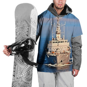 Накидка на куртку 3D с принтом Тральщик в Новосибирске, 100% полиэстер |  | Тематика изображения на принте: балтийское море | корабль | судно | флот