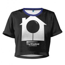 Женская футболка 3D укороченная с принтом The Weeknd в Новосибирске, 100% полиэстер | круглая горловина, длина футболки до линии талии, рукава с отворотами | 