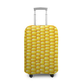Чехол для чемодана 3D с принтом Сладкая вареная кукуруза в Новосибирске, 86% полиэфир, 14% спандекс | двустороннее нанесение принта, прорези для ручек и колес | еда | кукуруза