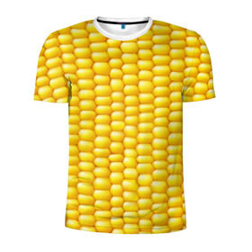 Мужская футболка 3D спортивная с принтом Сладкая вареная кукуруза в Новосибирске, 100% полиэстер с улучшенными характеристиками | приталенный силуэт, круглая горловина, широкие плечи, сужается к линии бедра | Тематика изображения на принте: еда | кукуруза