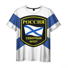 Мужская футболка 3D с принтом Северный флот в Новосибирске, 100% полиэфир | прямой крой, круглый вырез горловины, длина до линии бедер | 3d | военно морские силы | символ | флаг | эмблема