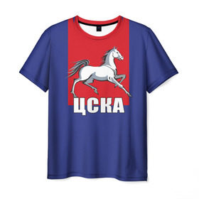 Мужская футболка 3D с принтом ЦСКА в Новосибирске, 100% полиэфир | прямой крой, круглый вырез горловины, длина до линии бедер | cska | болельщик | кони | красно синий | москва | фанат | футбол | футболист