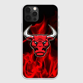 Чехол для iPhone 12 Pro Max с принтом Angry bull в Новосибирске, Силикон |  | Тематика изображения на принте: 3d | angry bull | in fire | бык | в огне | дым | животные | мощь | огненный | огонь | пламя | пожар | сила | стихия