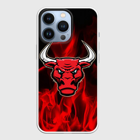 Чехол для iPhone 13 Pro с принтом Angry bull в Новосибирске,  |  | Тематика изображения на принте: 3d | angry bull | in fire | бык | в огне | дым | животные | мощь | огненный | огонь | пламя | пожар | сила | стихия