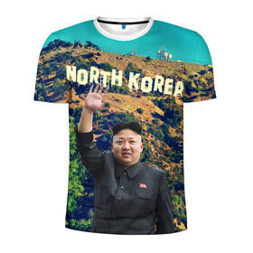 Мужская футболка 3D спортивная с принтом NORTH KOREA в Новосибирске, 100% полиэстер с улучшенными характеристиками | приталенный силуэт, круглая горловина, широкие плечи, сужается к линии бедра | hollywood | kim jong un | north korea | ким чен ын | северная корея