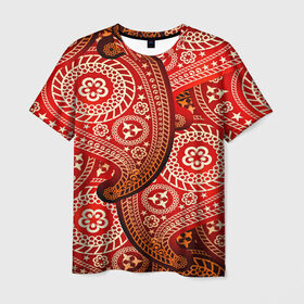 Мужская футболка 3D с принтом Турецкий огурец в Новосибирске, 100% полиэфир | прямой крой, круглый вырез горловины, длина до линии бедер | 3d | абстракция | арт | индийский | турецкий огурец | узор | фигуры | цветы
