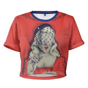Женская футболка 3D укороченная с принтом Бесславные ублюдки в Новосибирске, 100% полиэстер | круглая горловина, длина футболки до линии талии, рукава с отворотами | inglourious basterds | жид медведь | квентин | мсье лападит | тарантино