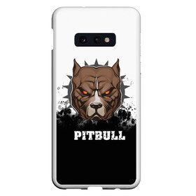 Чехол для Samsung S10E с принтом Pitbull в Новосибирске, Силикон | Область печати: задняя сторона чехла, без боковых панелей | Тематика изображения на принте: 3d | dog | pitbull | абстракция | животные | краска | собака | черно белый