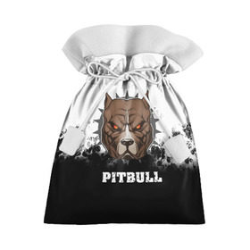 Подарочный 3D мешок с принтом Pitbull в Новосибирске, 100% полиэстер | Размер: 29*39 см | Тематика изображения на принте: 3d | dog | pitbull | абстракция | животные | краска | собака | черно белый